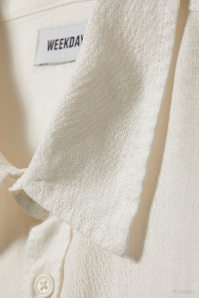 Weekday Oversized Linen Shirt 白 | PDPB2421