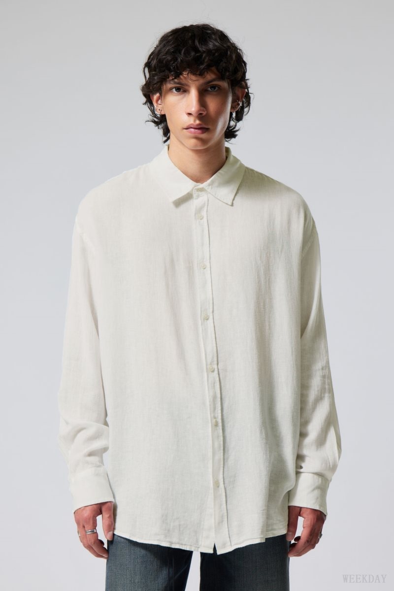 Weekday Oversized Linen Shirt 白 | PDPB2421