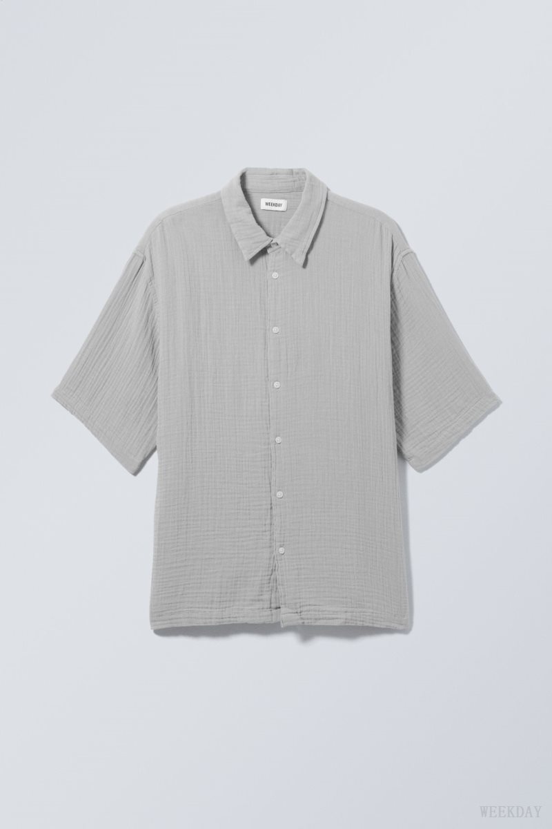 Weekday Oversized Structured Short Sleeve Shirt グレー | JGQW1341