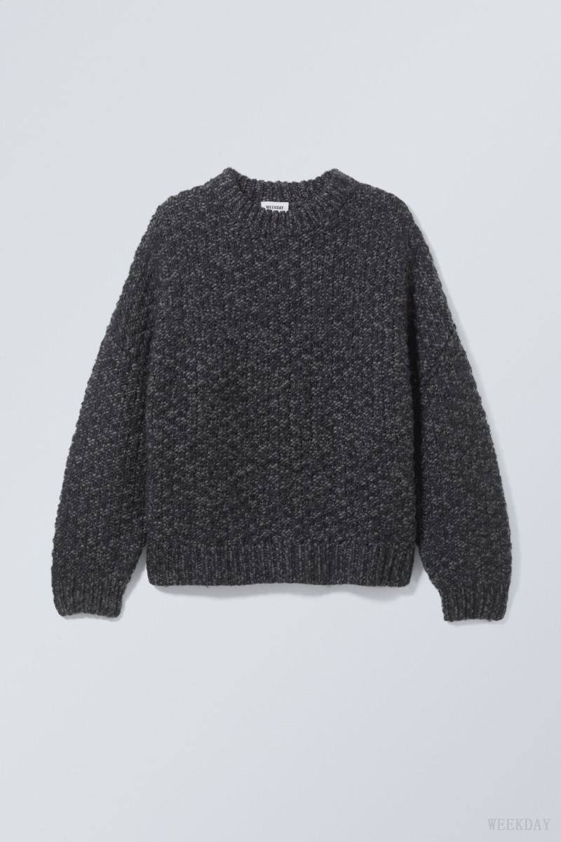 Weekday Oversized ウール Blend Sweater 黒 | ELTK7945