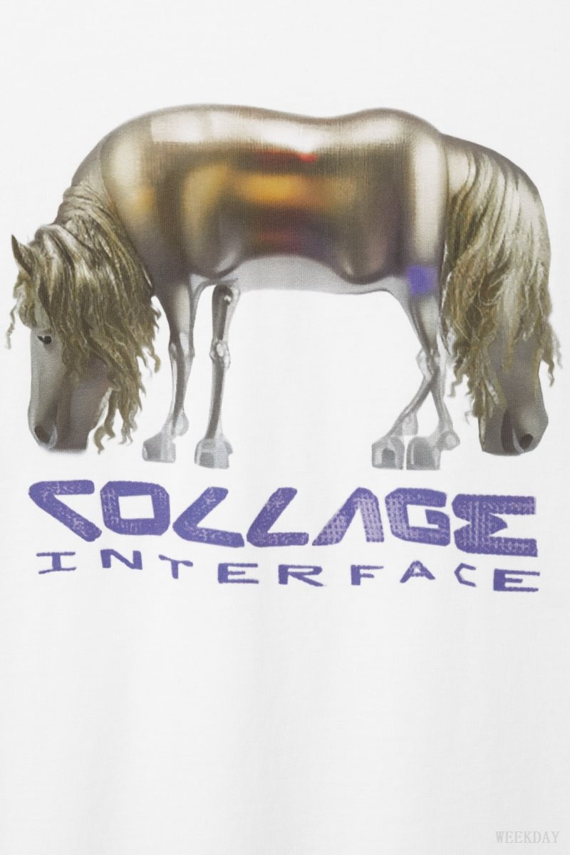 Weekday Oversized グラフィック Printed T-shirt AI Collage Horse | CHJK6044