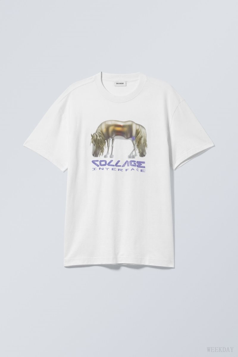 Weekday Oversized グラフィック Printed T-shirt AI Collage Horse | CHJK6044