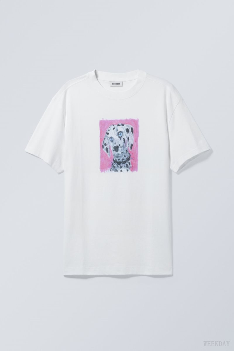 Weekday Oversized グラフィック Printed T-shirt Dalmatian | OYED5919