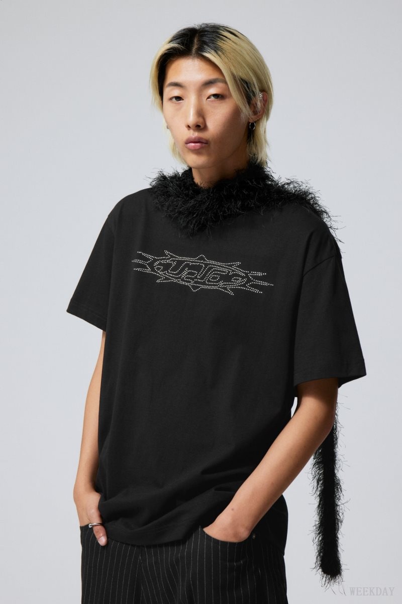 Weekday Oversized グラフィック Printed T-shirt Destiny Rhinestones | SYUJ6463