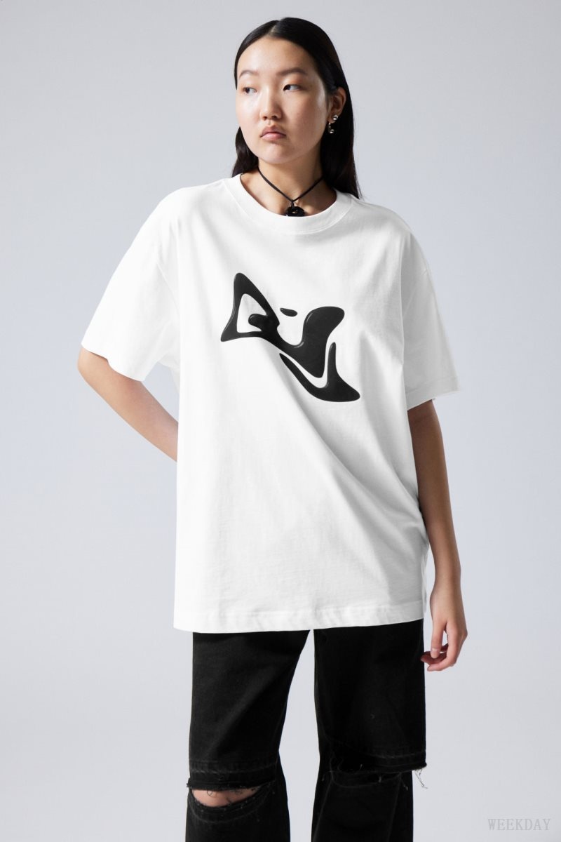 Weekday Oversized グラフィック Printed T-shirt Liquid | OUVJ6703