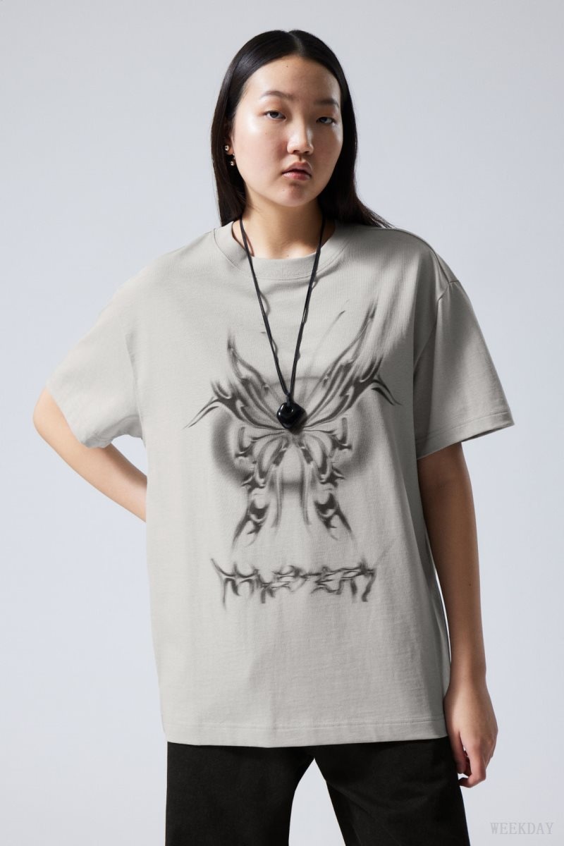 Weekday Oversized グラフィック Printed T-shirt Mystery Butterfly | ZXFO7059