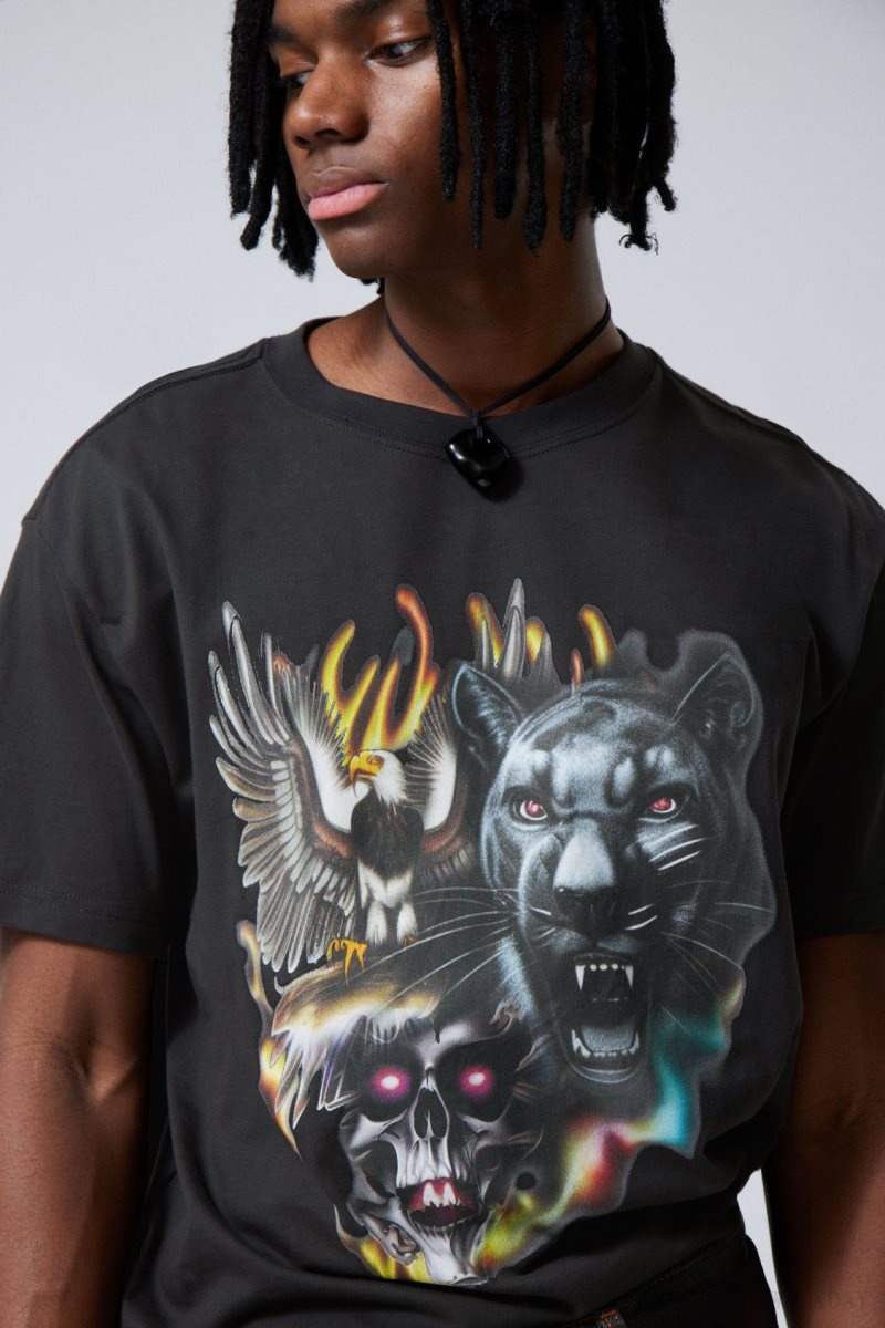 Weekday Oversized グラフィック Printed T-shirt Raw Animals Energy | QBYU0801