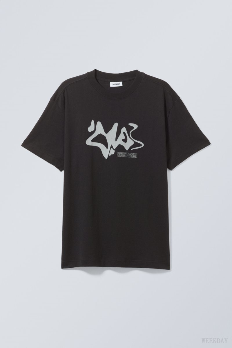 Weekday Oversized グラフィック Printed T-shirt 黒 | BACA6955