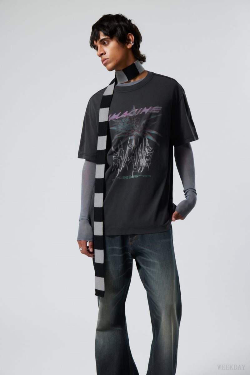 Weekday Oversized グラフィック Printed T-shirt 黒 | ERQV0827