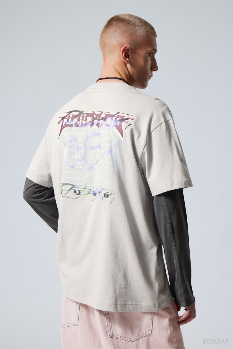 Weekday Oversized グラフィック Printed T-shirt グレー | TPBZ8809