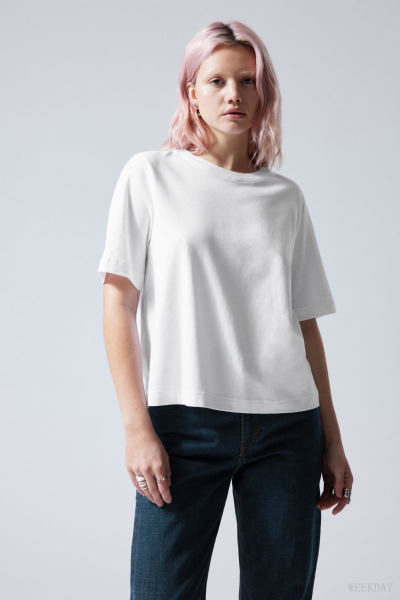 Weekday Perfect Boxy T-shirt 白 | DQSP6619