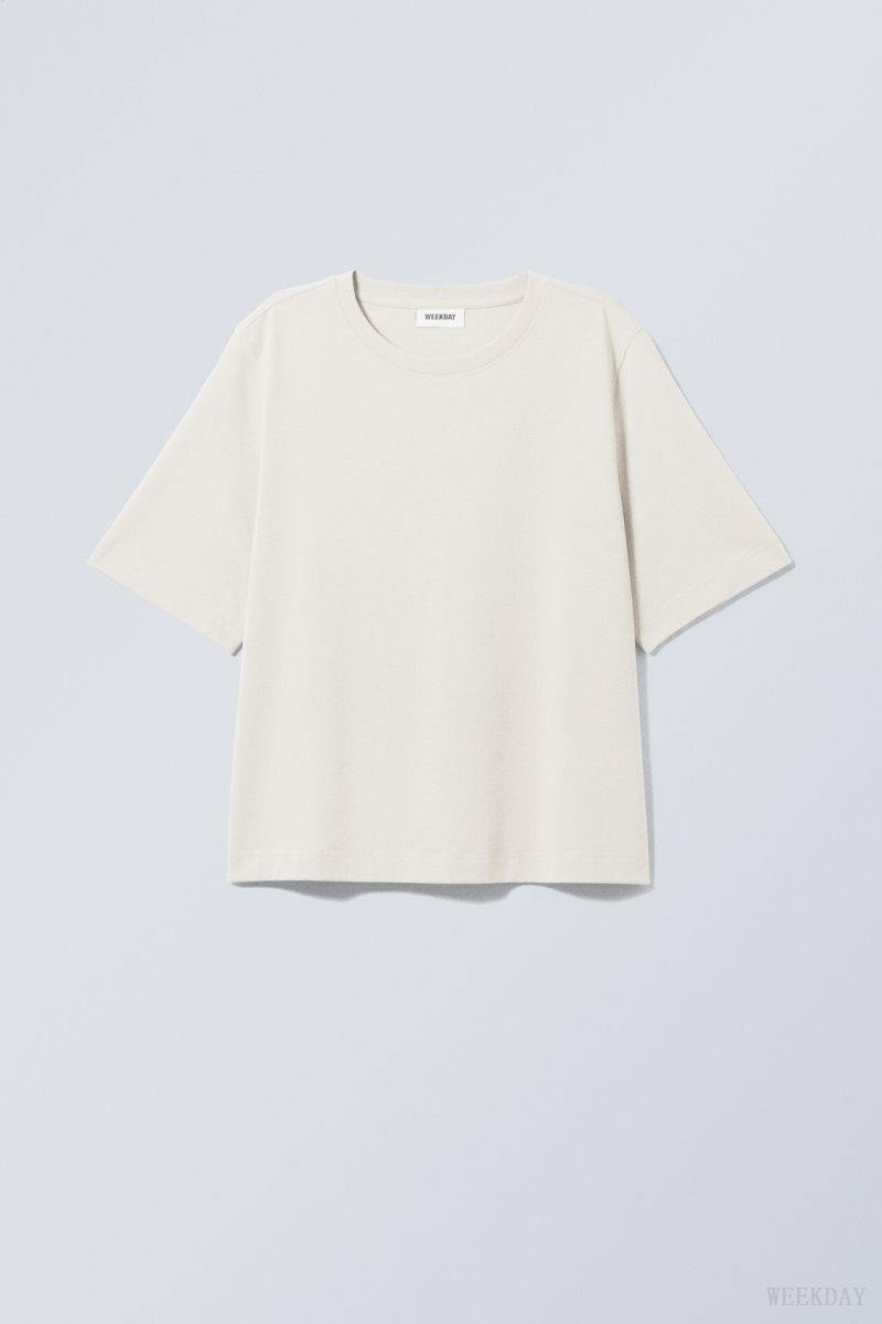 Weekday Perfect Boxy T-shirt ライトベージュ | YPSR9104