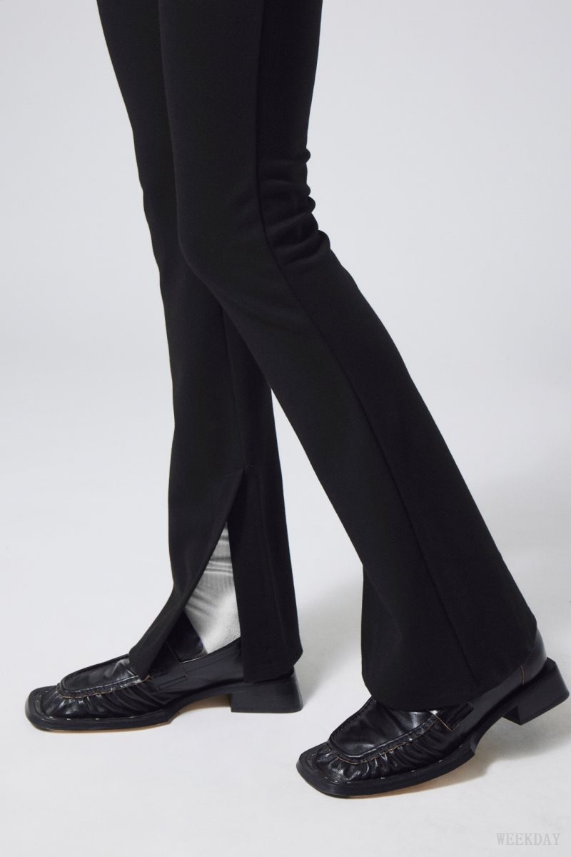 Weekday Philo Flared Jersey Trousers 黒 | KYOZ2538