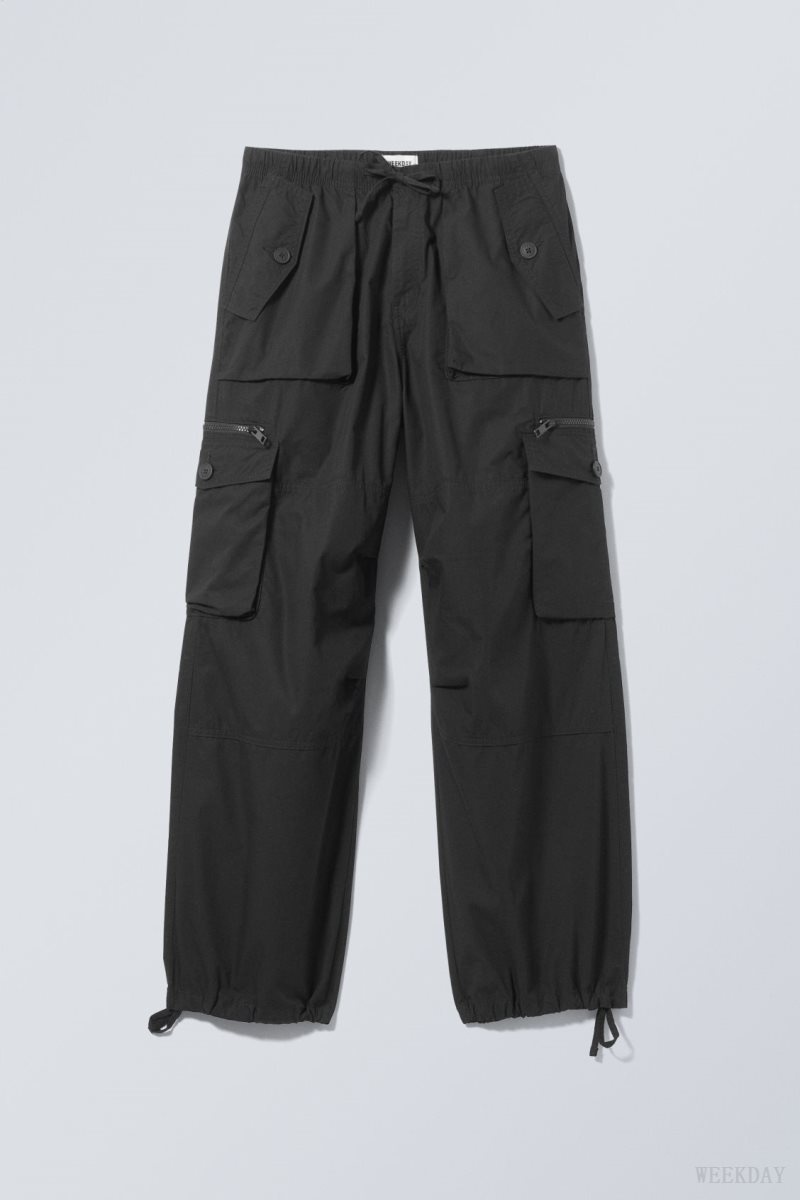 Weekday Piper Loose Cargo Trousers 黒 | ASHX0252