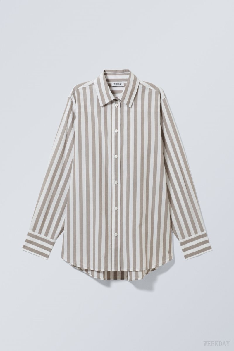 Weekday Regular Cotton Voile Shirt ベージュ | QNZA7895