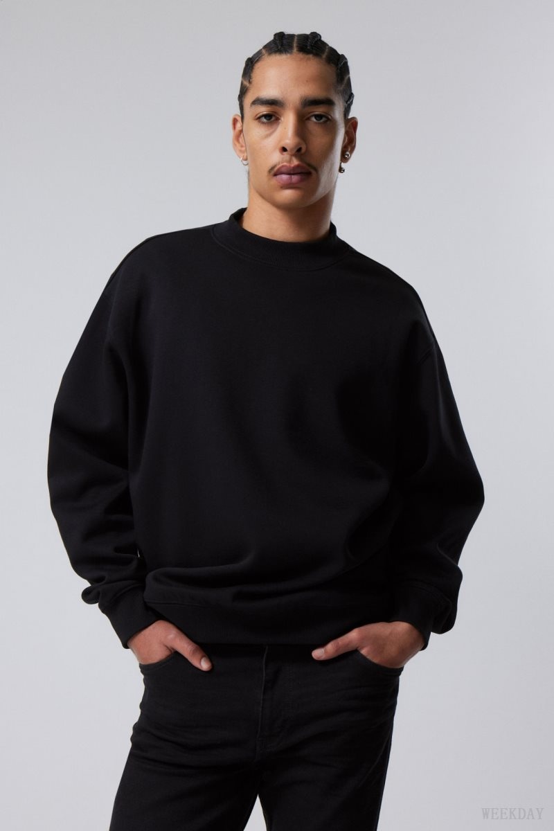 Weekday Relaxed Heavyweight Sweatshirt 黒 | WBYI3592