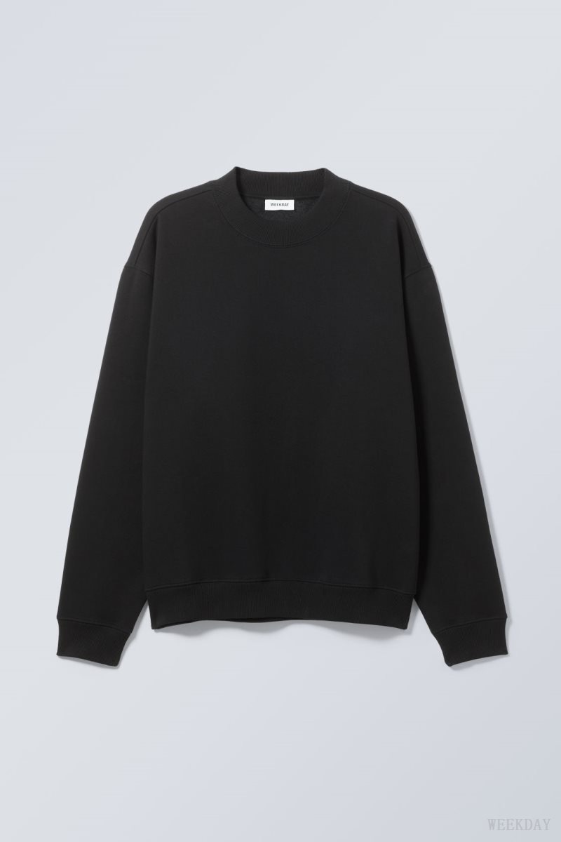 Weekday Relaxed Heavyweight Sweatshirt 黒 | WBYI3592