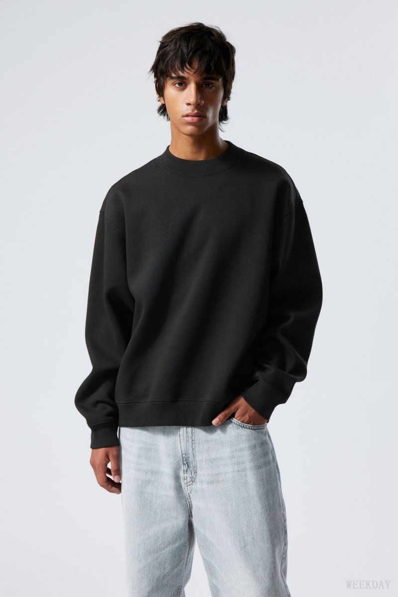 Weekday Relaxed Heavyweight Sweatshirt 黒 | WBYI3592