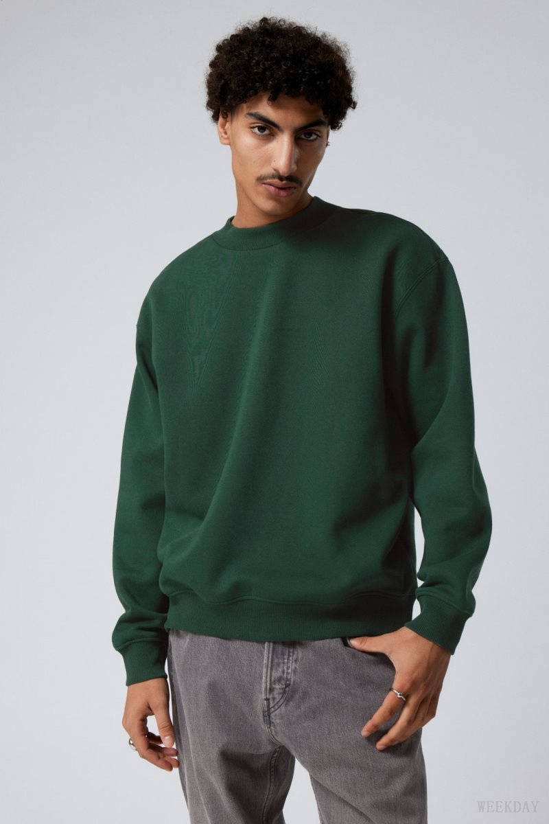 Weekday Relaxed Heavyweight Sweatshirt 暗緑 | GVEZ2552