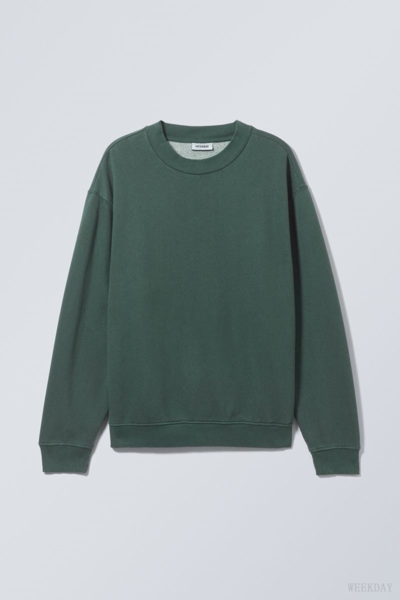 Weekday Relaxed Heavyweight Sweatshirt 暗緑 | YHKO8914