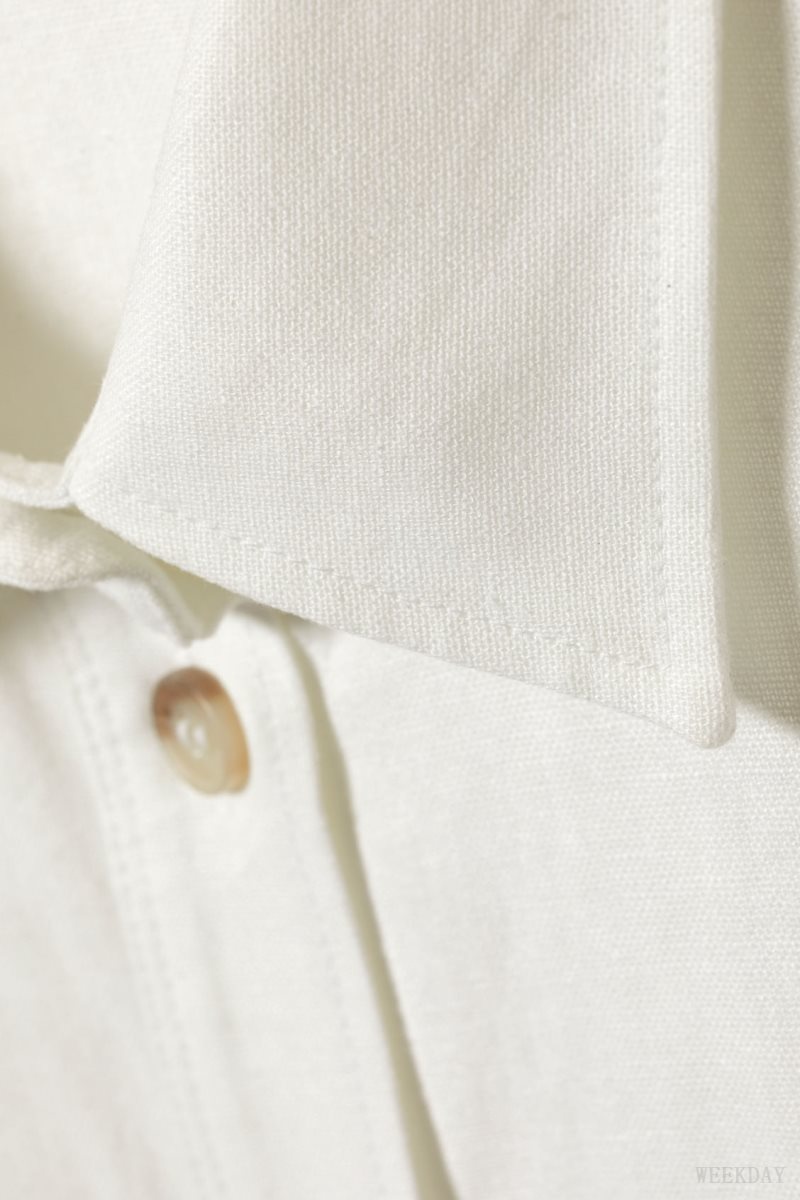 Weekday Relaxed Linen Mix Shirt 白 | CDWR1261