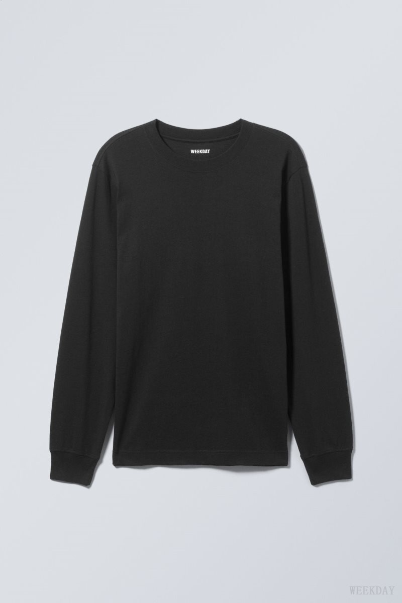 Weekday Relaxed Midweight Long Sleeve 黒 | VQXK4716