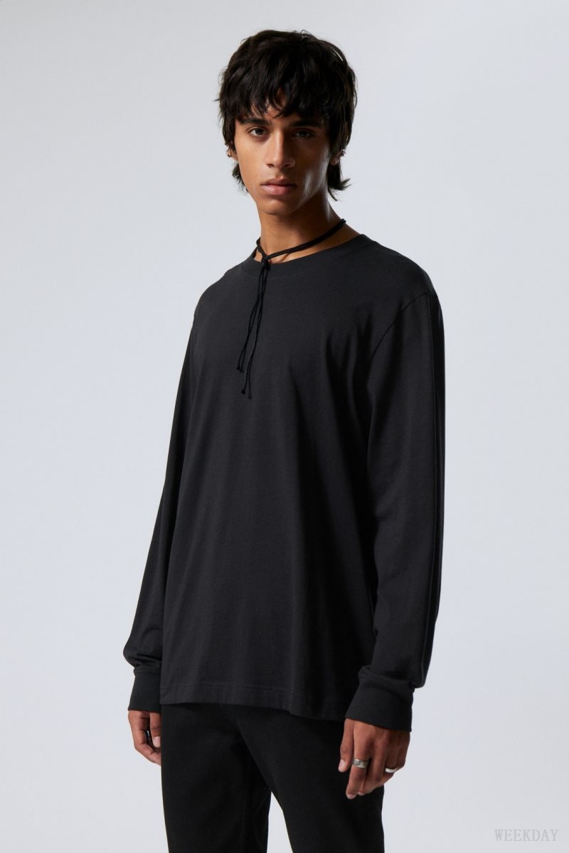 Weekday Relaxed Midweight Long Sleeve 黒 | VQXK4716