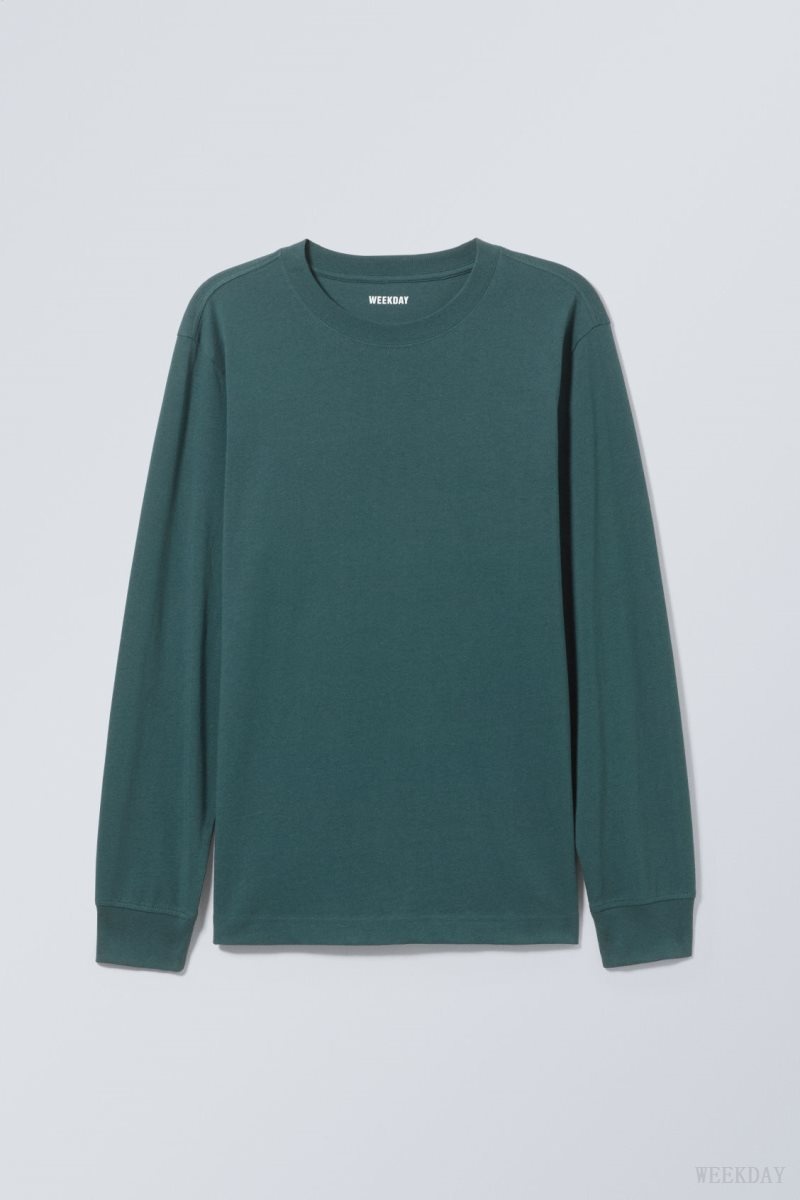 Weekday Relaxed Midweight Long Sleeve 暗緑 | YZZI6241