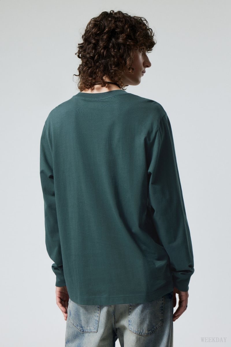 Weekday Relaxed Midweight Long Sleeve 暗緑 | YZZI6241