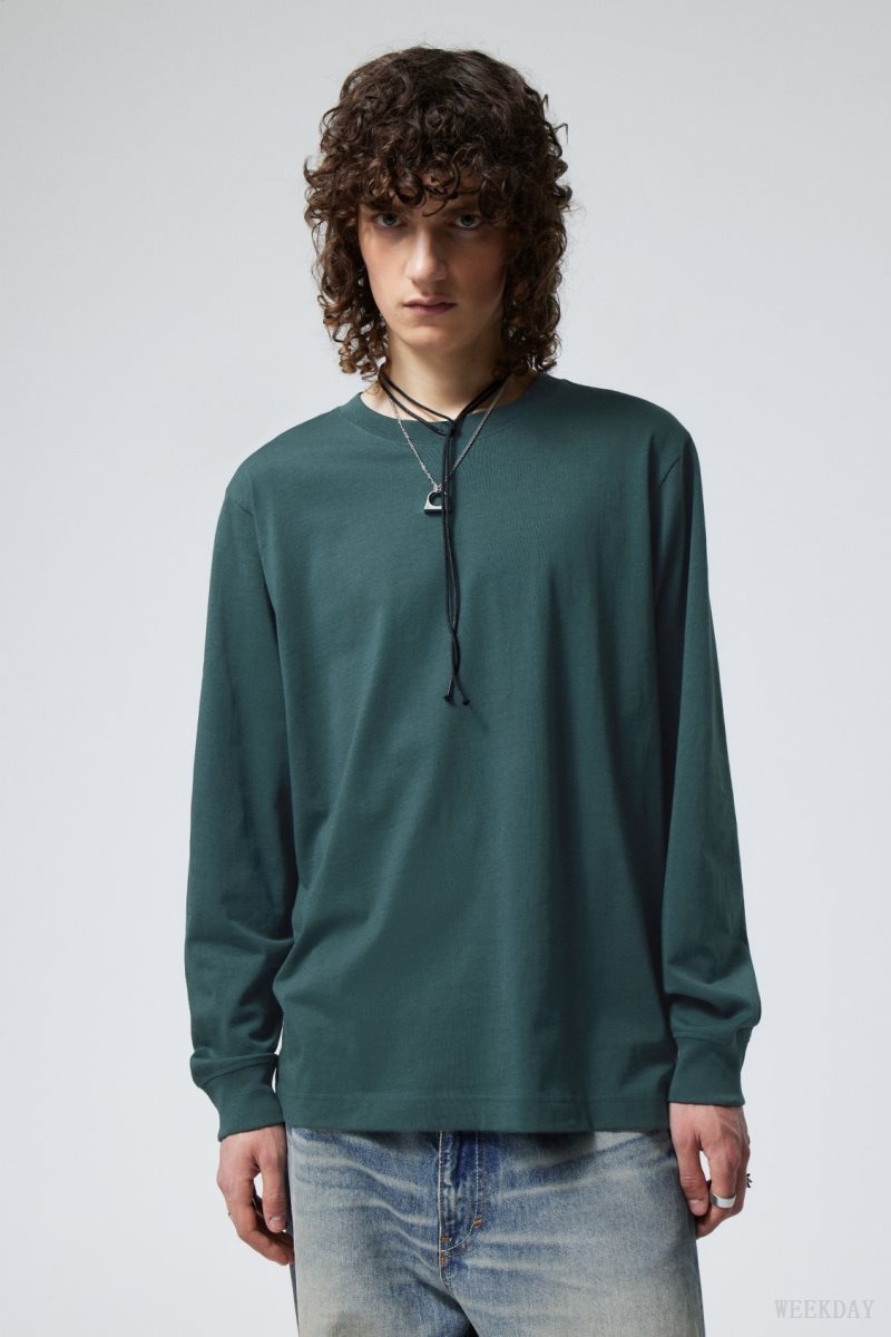 Weekday Relaxed Midweight Long Sleeve 暗緑 | YZZI6241