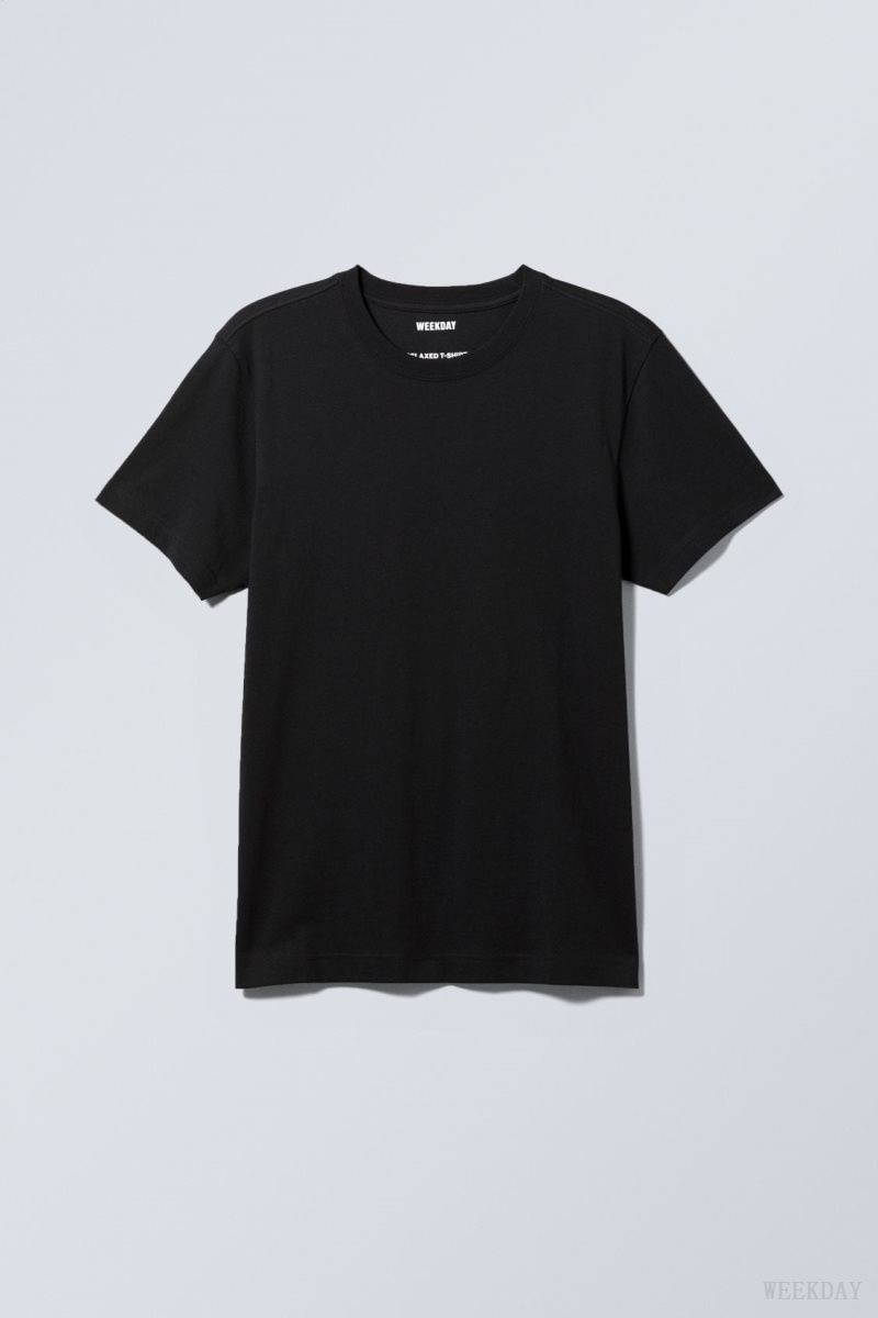 Weekday Relaxed Midweight T-shirt 黒 | RKFQ0766