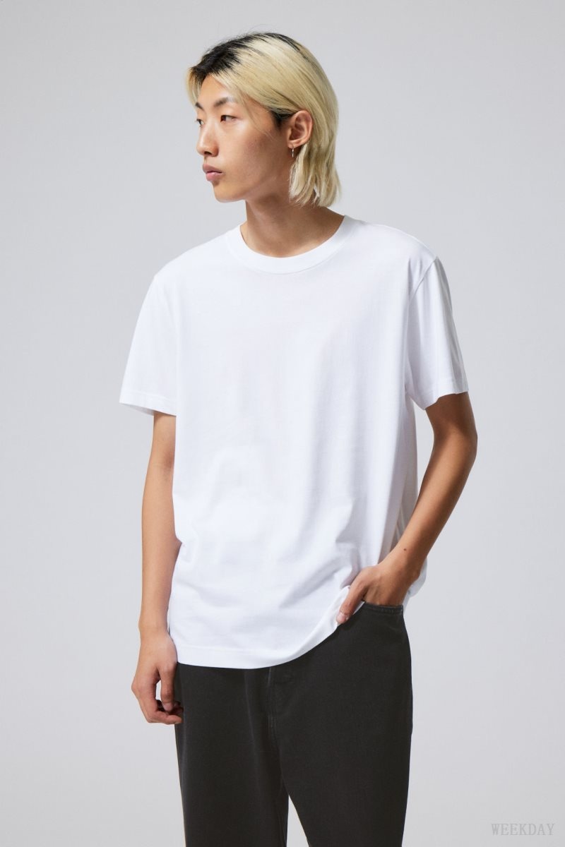 Weekday Relaxed Midweight T-shirt 白 | WOSM6856