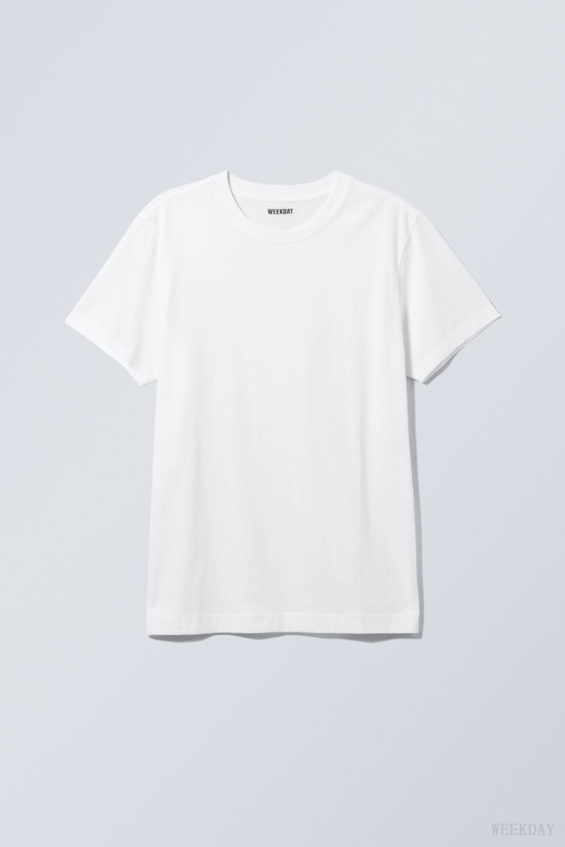 Weekday Relaxed Midweight T-shirt 白 | WOSM6856