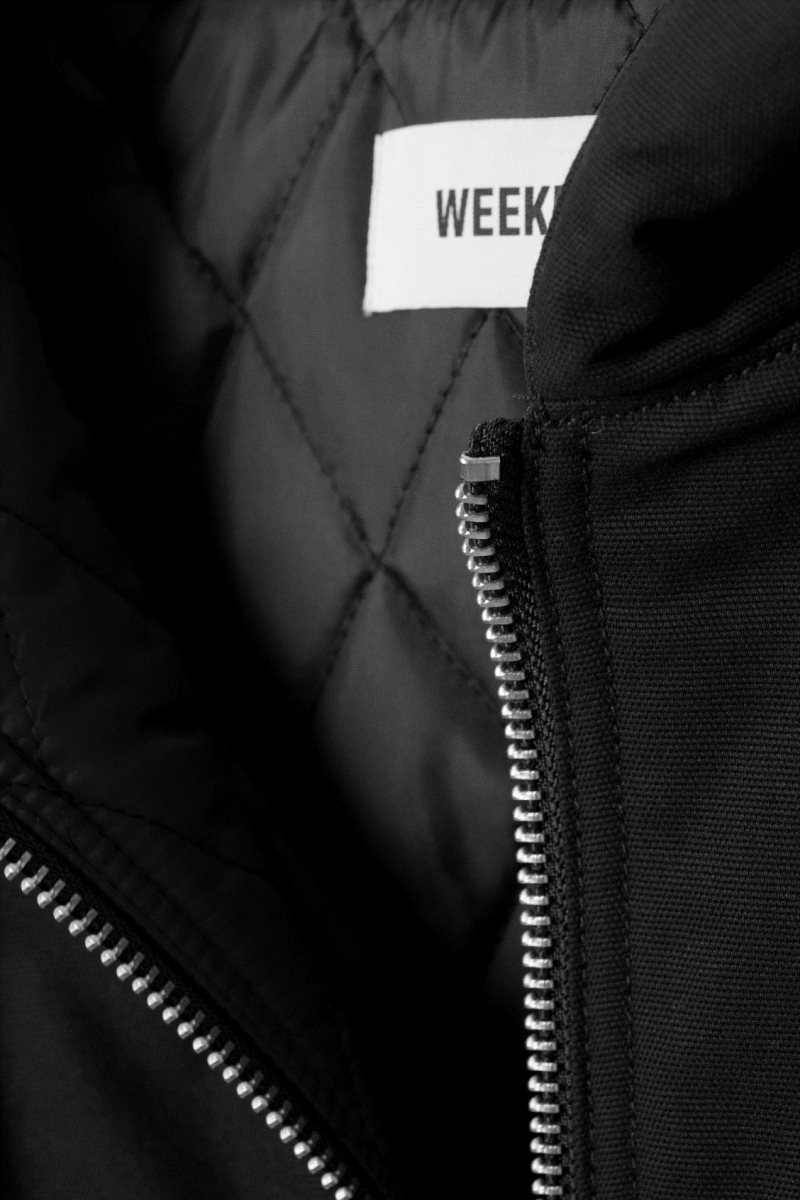 Weekday Remy フード付き Bomber Jacket 黒 | RAQB8689