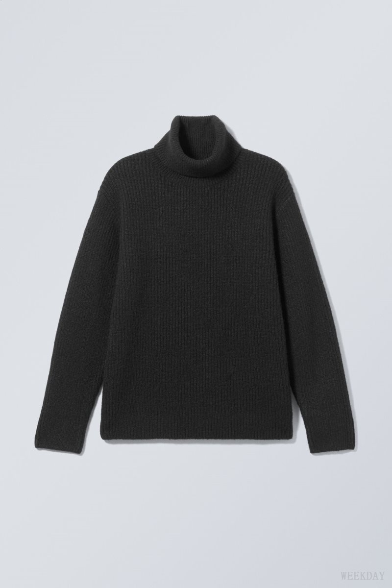 Weekday Renzo Relaxed ウール Blend Turtleneck 黒 | VUNT2781