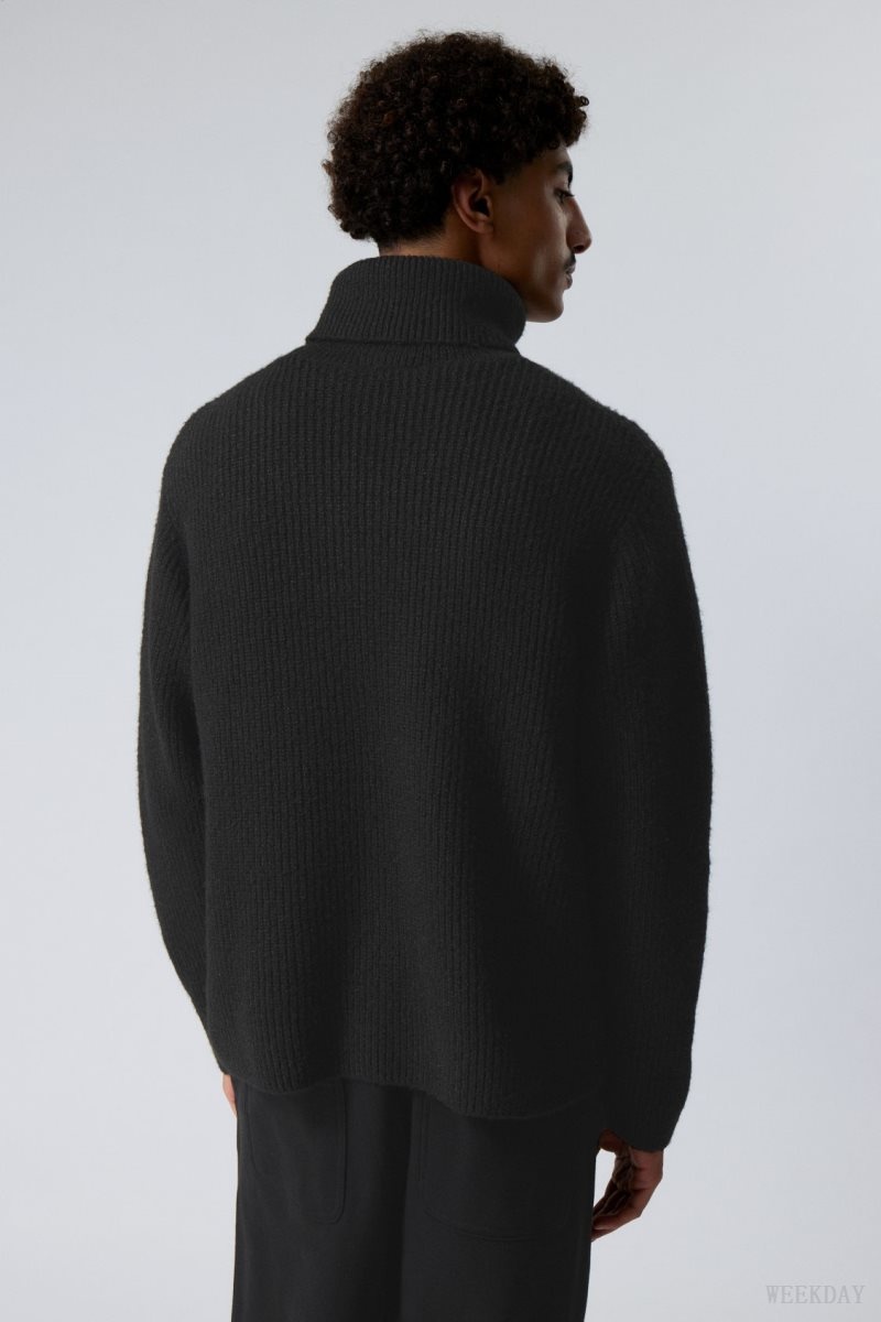 Weekday Renzo Relaxed ウール Blend Turtleneck 黒 | VUNT2781