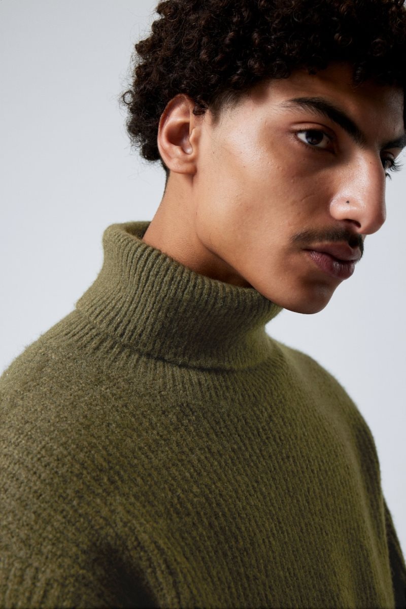 Weekday Renzo Relaxed ウール Blend Turtleneck カーキ 緑 | IGYP8383