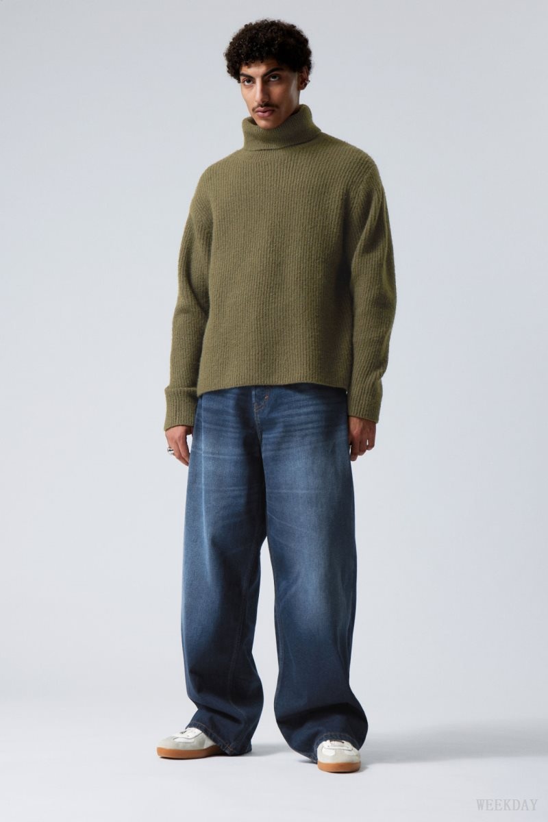 Weekday Renzo Relaxed ウール Blend Turtleneck カーキ 緑 | IGYP8383