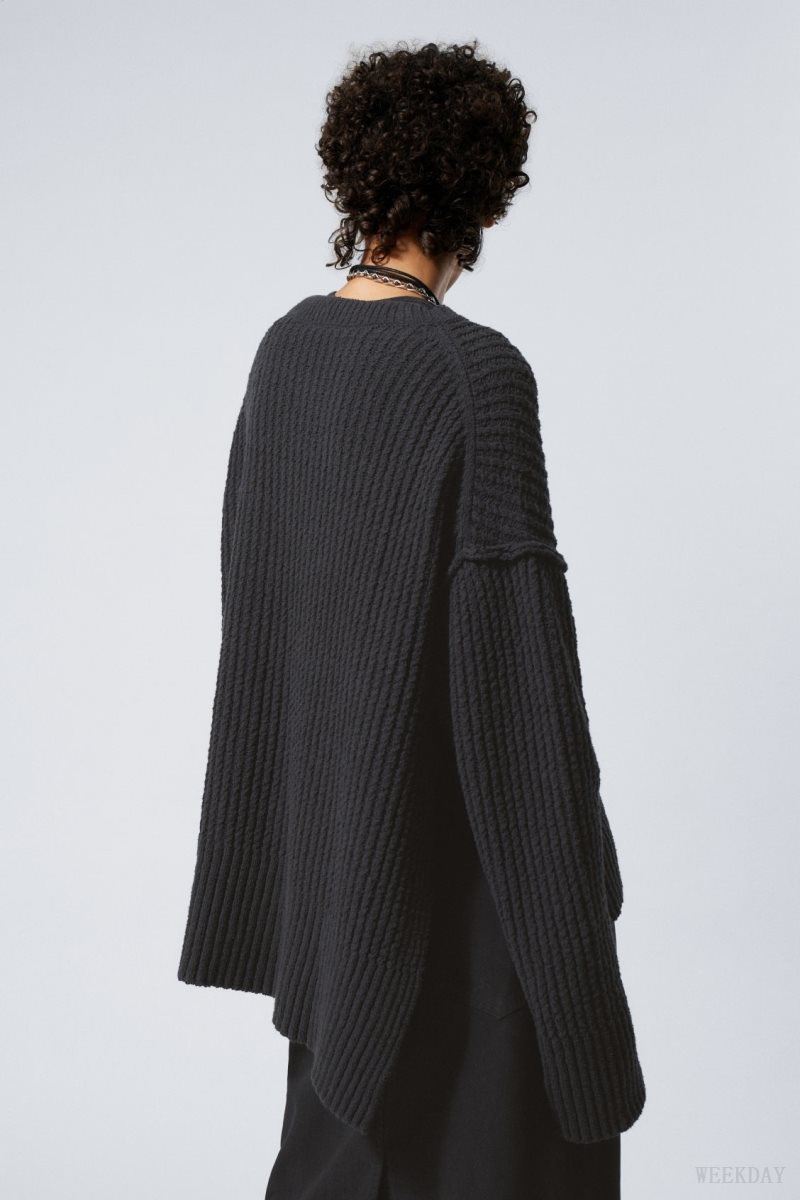 Weekday Rey Oversize Asymmetric Sweater 暗グレー | JFMO8517