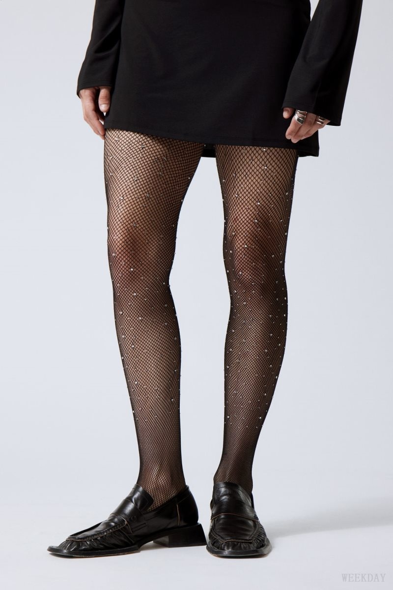 Weekday Rhinestone Tights 黒 | SAWB0229