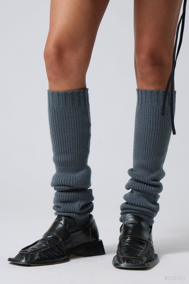 Weekday Rib Knit Leg Warmers 青 | LNTQ5094