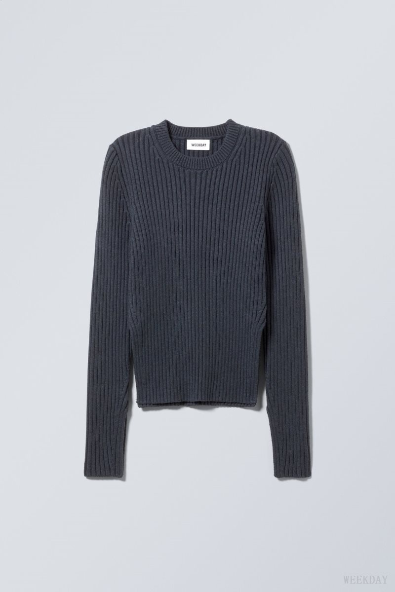 Weekday Rora Rib Sweater 暗紫 | DAPK6279