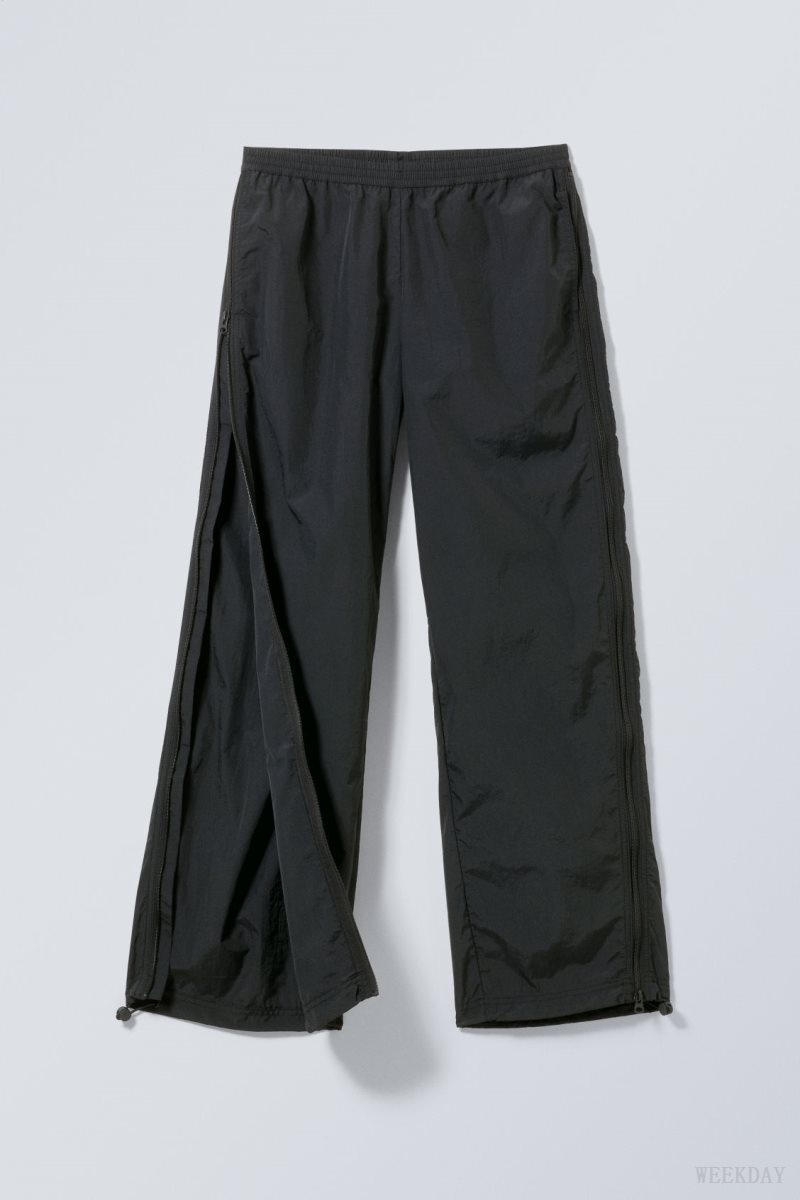 Weekday Simona Side Zip トラック Trousers 黒 | MSNO7926