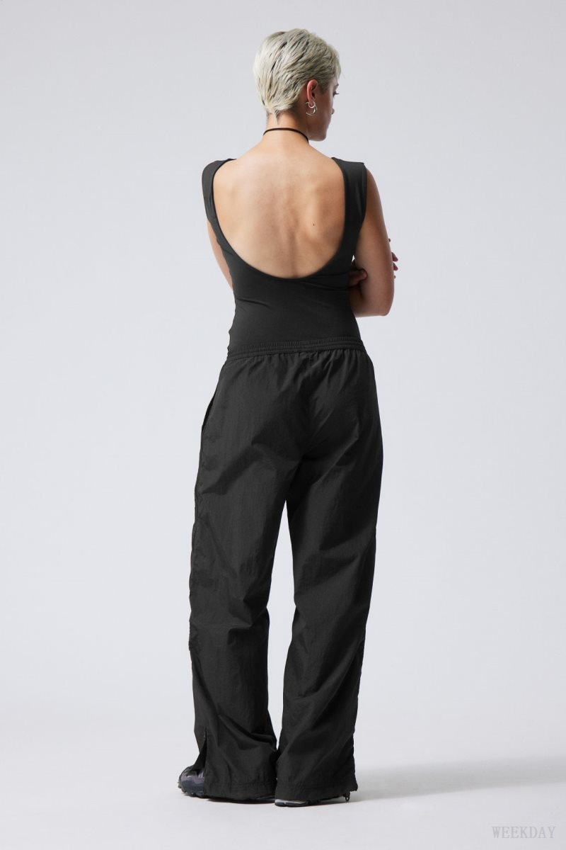 Weekday Simona Side Zip トラック Trousers 黒 | MSNO7926