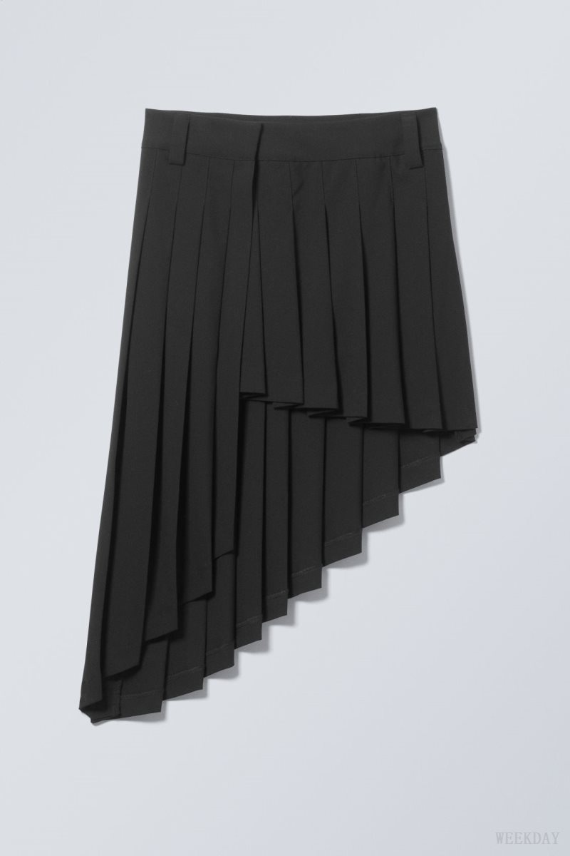 Weekday Skylar プリーツ Midi Skirt 黒 | GCUB0695