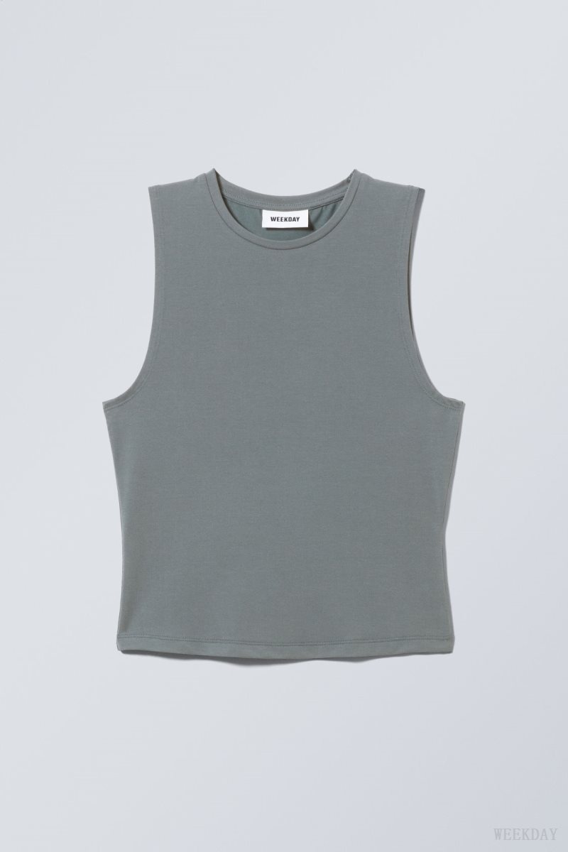 Weekday Soft Brushed Tank Top 暗ターコイズ | XKVH6352