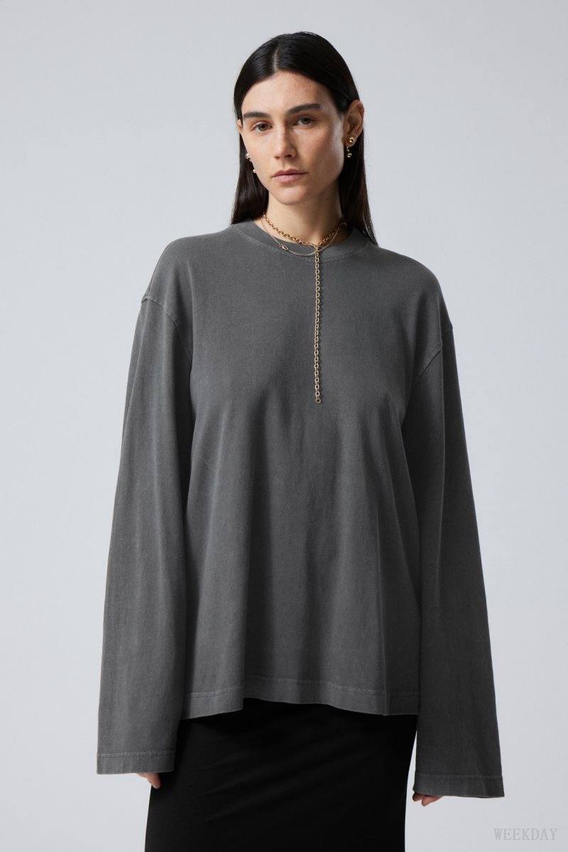 Weekday Soft Oversized Long Sleeve Top 青 | NWQY0408