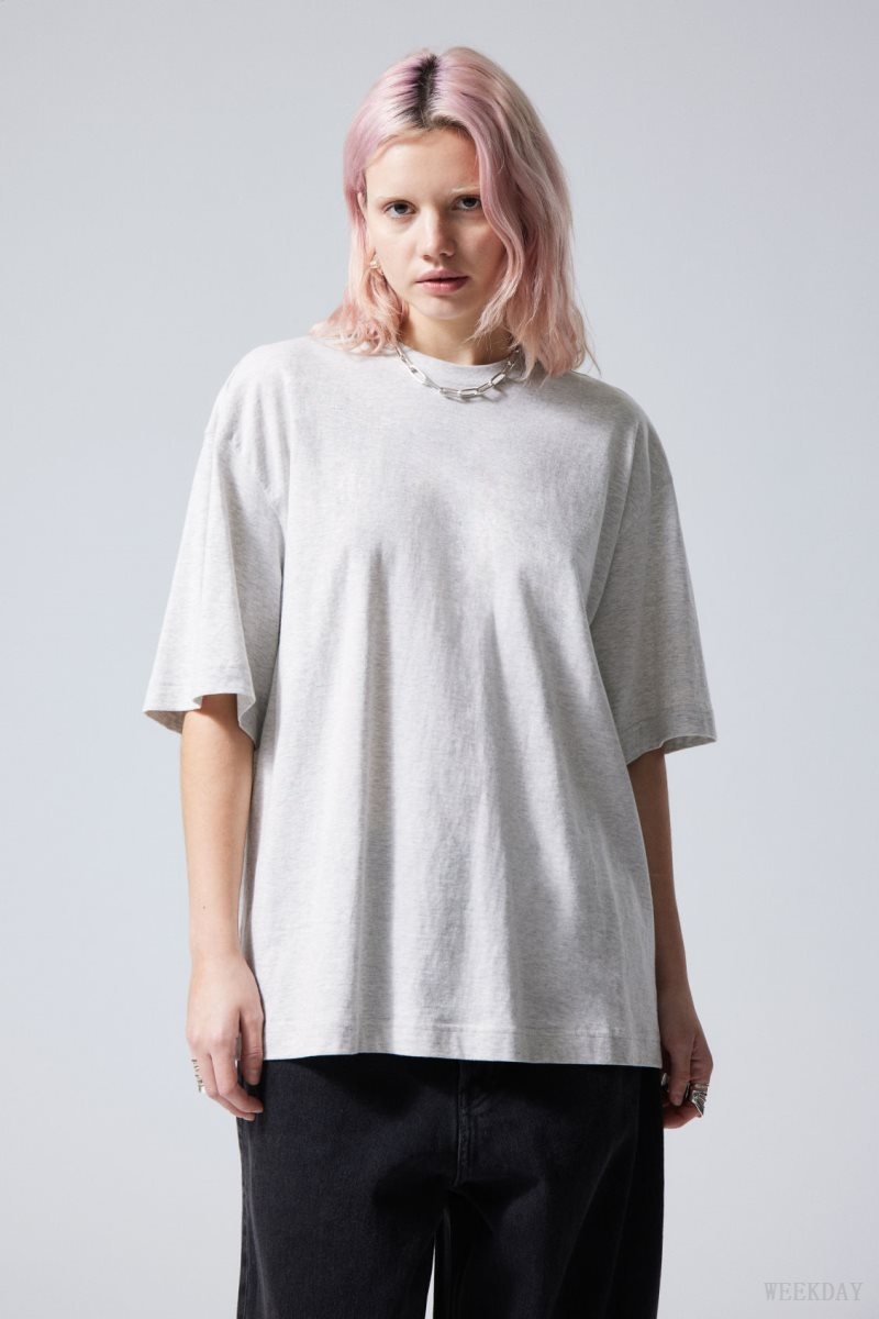 Weekday Soft Oversized T-shirt ライトグレー | IRQQ6801