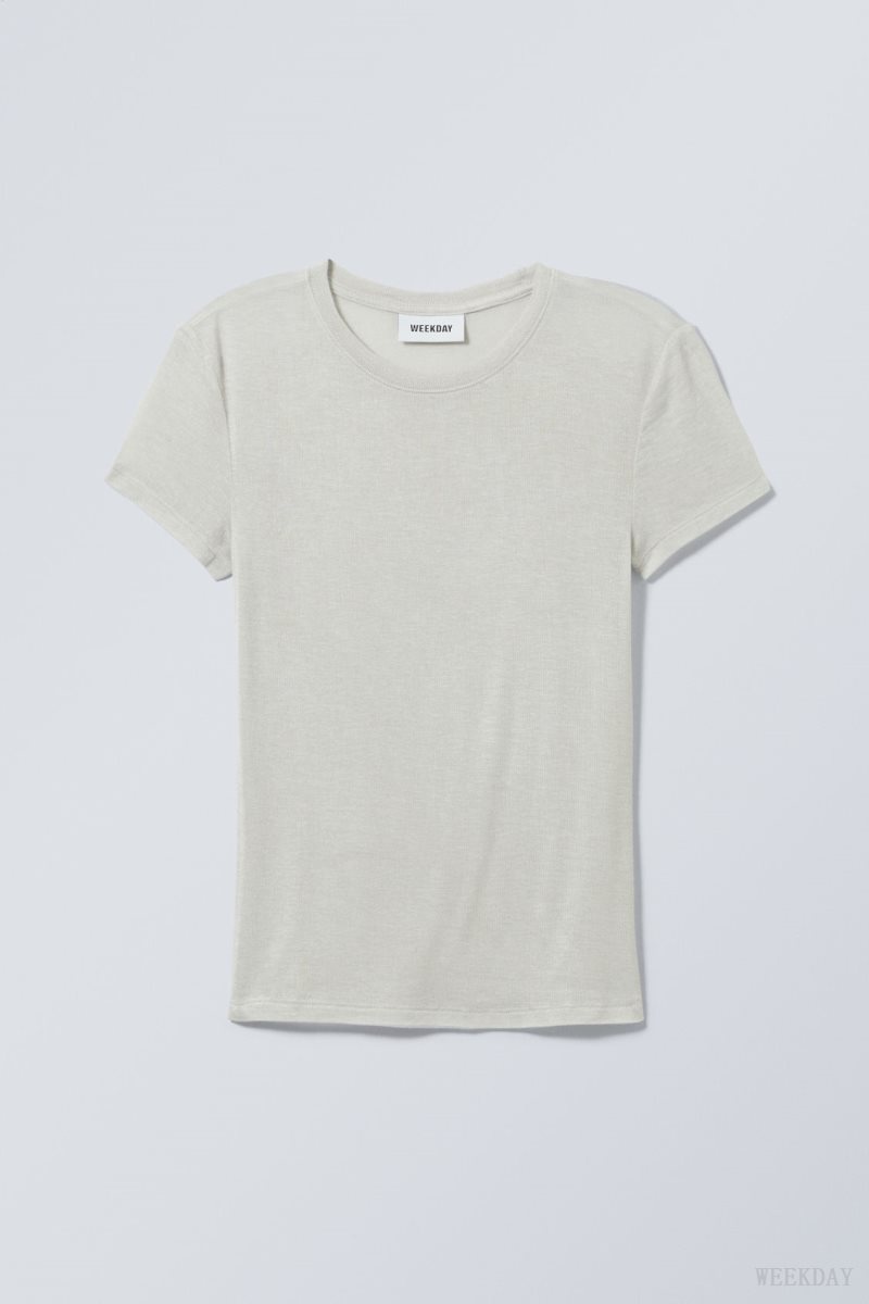 Weekday Soft Sheer Fitted T-shirt Dusty Mole | MXCB9050