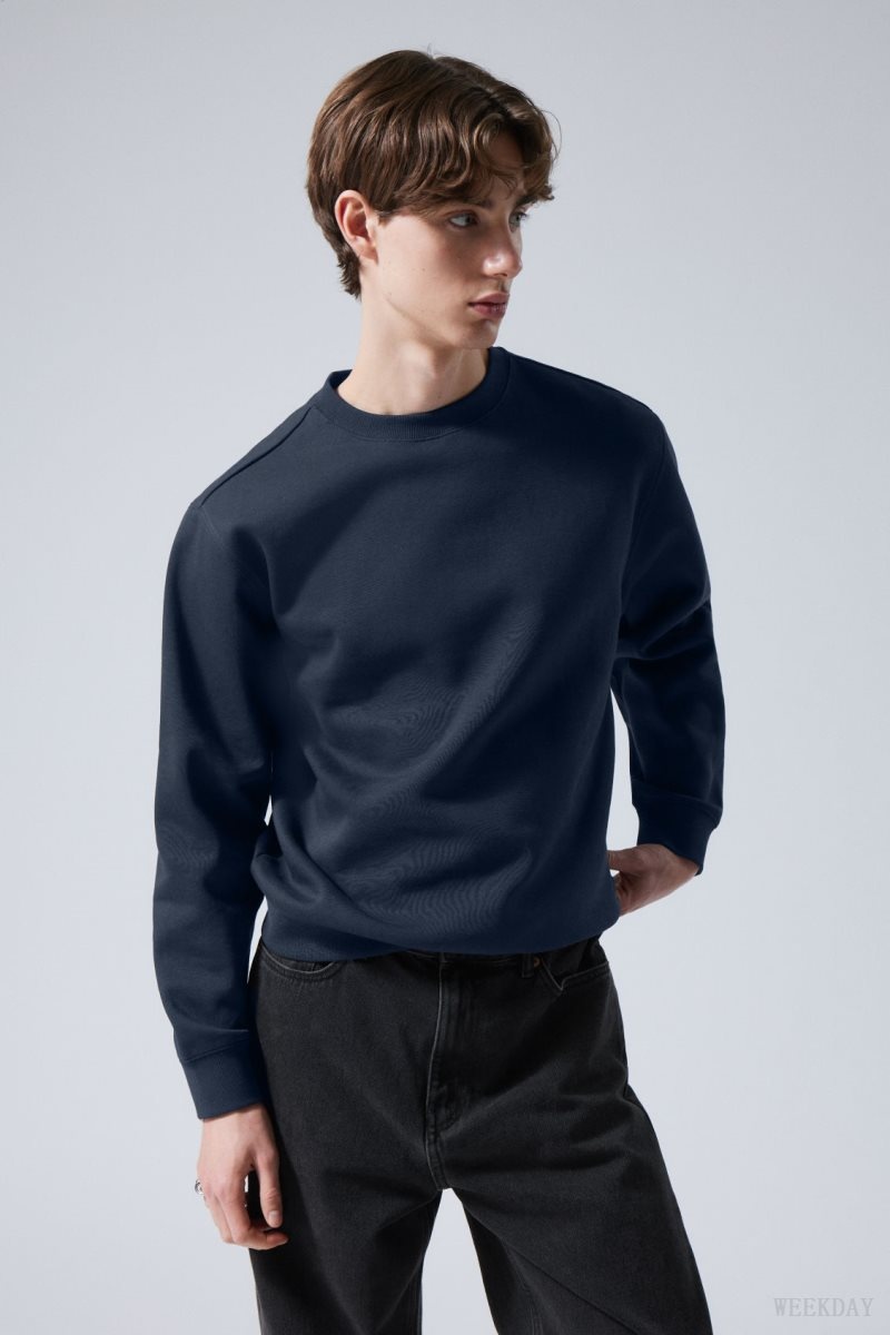 Weekday Standard Midweight Sweatshirt ネイビー | THJR3638